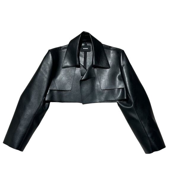 We11done Faux leather cropped biker bolero